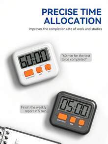 1pc Music Countdown Timer, Learning & Self-Discipline Tracker, Kitchen Baking & Fitness Timer - White - View 5