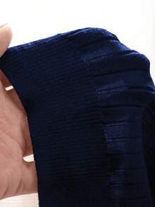 Jersey de punto acanalado casual para hombres HUODA, cuello redondo, minimalista y de moda, adecuado para uso diario - Azul Marino - Ver 7