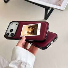 个性化照片手机壳，烫金3D立体雕刻，兼容 17 Pro Max系列，酒红色纹理设计，防滑防震防刮，生日周年纪念日完美礼物 - 彩色 - 查看 8