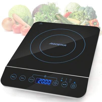 Induktionskochfeld,10 Leistungsstufen, 200W-2000Watt, Temperaturbereich 60-240°C, LED Display, Schwarz
