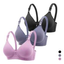 ¡RecomendadoPaquete 3 Sujetador Sin Varillascomodo Y Moderno Respirable¡Top de Temporada - Negro Rose Mazapán - Ver 4