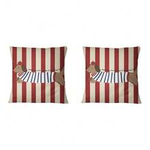2pcs Animal Theme Pillow Covers, Classic Minimalist Luxury Pillow Cases, Striped Dachshund Pattern Cushion Covers, Suitable For Living Room And Bedroom Sofa And Chair (Pillow Inserts Not Included) - Dachshund - View 8