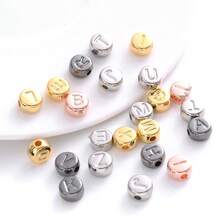 100Pcs/Lot Vintrage Golden Silvery Letter Beads Flat Round Acrylic Alphabet Spacer Beads For Jewelry Making DIY Bracelet Necklace - Letter Beads - View 6