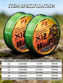 GOTURE 1pc 12-Strand 150m/164yds Wear Resistant Super Sensitive PE Braided Fishing Line - Green - View 5
