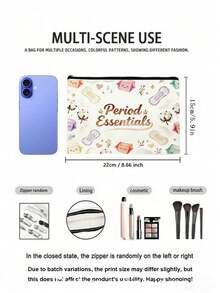Túi đựng đồ vệ sinh in hình dùng trong kỳ kinh nguyệt, túi đựng đồ dùng cá nhân đa năng khi đi du lịch, túi đựng đồ tự thiết kế, quà tặng vệ sinh phụ nữ, thiết kế in một mặt phù hợp để sử dụng hàng ngày và du lịch. Túi đựng đồ trang điểm, túi đựng đồ vệ sinh cá nhân, túi đựng đồ chăm sóc da, túi đựng đồ dùng du lịch, đồ dùng cần thiết cho kỳ nghỉ của phụ nữ, túi du lịch cho phụ nữ, túi xách tay dung tích lớn. - Nhiều màu - Xem 7