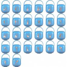 Hộp đựng núm vú giả bằng silicon, hộp đựng núm vú giả kín khí có nắp đậy, có thể gắn vào túi đựng tã hoặc xe đẩy, bao gồm họa tiết chữ cái A-Z màu vàng hồng, quà tặng Eid Al-Fitr. - Màu xanh lam - Xem 10