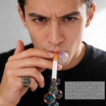 1pc Realistic Cigarette Shaped Metal Bubble Wand, For Blowing Bubbles, Please Use With Soapy Water (Soapy Water Not Included), Mini Metal Bubble Stick