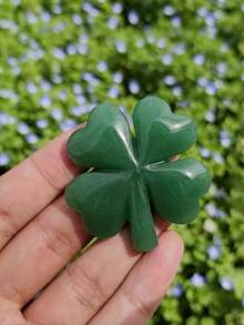 1 viên đá thạch anh Aventurine xanh tự nhiên hình cỏ bốn lá, phong cách Bohemian, đá năng lượng Reiki Chakra, đá hình cỏ bốn lá, bề mặt nhẵn mịn, East Ling, chạm khắc. - màu xanh lá - Xem 6