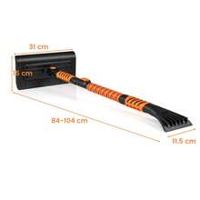 COSTWAY 2 In 1 Extendable Snow Shovel, 41" Ice Scraper For Car Windshield, 180° Rotation Head, Non-Slip EVA Grip, Retractable Aluminum Rod, 3 Adjustable Sizes Snow Kit For Cars, Trucks, SUVs, Vehicle, Black - A - View 2