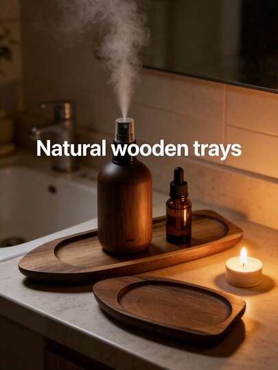 Vintage Wooden Tray, Boat-Shaped Bathroom Wooden Tray, Bathroom Decor, Creative Wooden Tray, Storage Wooden Tray, Vanity Tray, Bathroom Accessories, Suitable For Living Room, Home, Dining Table, Candles, Bathroom, Tray Decor, New Year Gift Wooden Tray, Valentine's Day Gift, Ramadan Gift