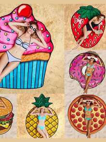 Toalla de playa con figuras, artículo esencial para la playa, con diseños diferentes - Sandia - Ver 6