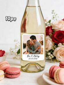 10pcs Customized Photo Wine Label,Custom Wine Label, Customize Photo And Text Wedding Gift, Proposal Gift, Couple Engagement Gifts, Birthday Wine Label, Birthday Wine Stickers ﻿ - Multicolor - View 8
