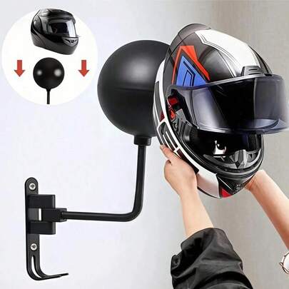 180° Döndürülebilir Kask Tutucu - Dayanıklı Motosiklet ve Bisiklet Duvar Montaj Braketi, Sağlam Kaymaz Yerden Tasarruf Sağlayan Sergileme Rafı, Kolay Erişim