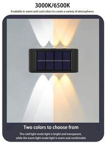 1/2/6 lamp solarnych ściennych, 8/10 diod LED z automatycznym czujnikiem, dwustronne oświetlenie, wodoodporna lampa ozdobna do ogrodu i na patio - Czarne - Zobacz 5