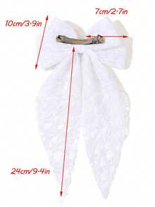 1个白色蕾丝蝴蝶结发夹，适合日常佩戴 - 白色 - 查看 2