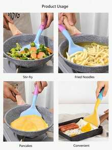 不粘煎饼/蛋盘和硅胶抹刀。厨房用具。透明硅胶玉子烧抹刀。煎锅铲。抹刀。厚玉子烧抹刀。硅胶煎锅铲。 - 彩色 - 查看 5