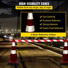 Safety Cones 8 X 30" Traffic Cones PVC Orange Construction Cones Reflective Collars Traffic Cones With Black Weighted Base Used For Traffic Control Driveway Road Parking And School - 8 X 30" - View 4