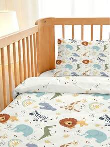 Bộ đồ dùng giường ngủ cho bé họa tiết động vật, làm từ chất liệu polyester in kỹ thuật số, phù hợp cho cả bé trai và bé gái, có thể dùng để trang trí phòng ngủ, làm quà tặng và đồ dùng trong các dịp lễ. Bao gồm 1 vỏ chăn hai mặt và 1 vỏ gối một mặt. - Nhiều màu - Xem 5