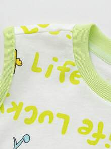 Balabala Baby Sleeveless Tank Top, Infant Summer Wear, Lightweight & Design 2026 - White Green Tone - View 4