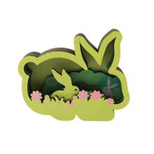 Easter Bunny Decorations Wooden Rabbit Figurines Bunny Desktop Ornaments For Home Holiday - Green - View 6