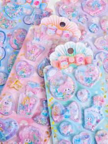 Creative Stickers, Cute Children's Water Stickers, Customizable Mermaid Water Dance Stickers, Gifts, 3D Stickers, Stereoscopic Stickers, Phone Case Stickers, Notebook Decorative Stickers, Craft Stickers, Fun Stickers, Diary Decorative Stickers, Graffiti Stickers. - Multicolor - View 2
