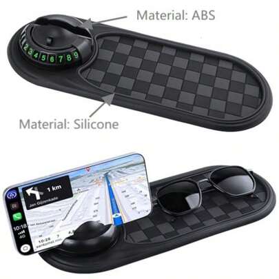Anti Slip Mat For Car Dashboard, 2026 New Multifunctional Car Anti-Slip Mats With Temporary Parking Number, Universal Rotatable Vehicle Mounted Anti Slip Mat Phone Holder