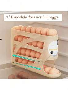 1 pieza Dispensador automático de huevos con rodamiento, caja de almacenamiento, estante de huevos de 4 niveles que ahorra espacio, capacidad para 28 huevos, estante de almacenamiento de huevos de plástico adecuado para refrigerador, encimera, gabinete de cocina - Multicolor - Ver 6