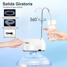 Dispensador de Agua Eléctrico Recargable, Bomba de Agua Automática,portátil, dispensador de agua portátil recargable por USB-C para uso doméstico - Blanco - Ver 4