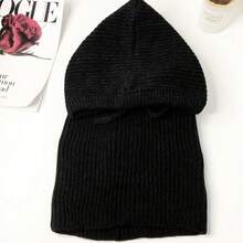 Gorros de invierno para mujer, gorro con cuello y capucha de punto Unisex, gorro para hombre y mujer, gorros de una pieza con cordón, gorro de pasamontañasás cálido 1XOF - Nuevo Caqui - Ver 6