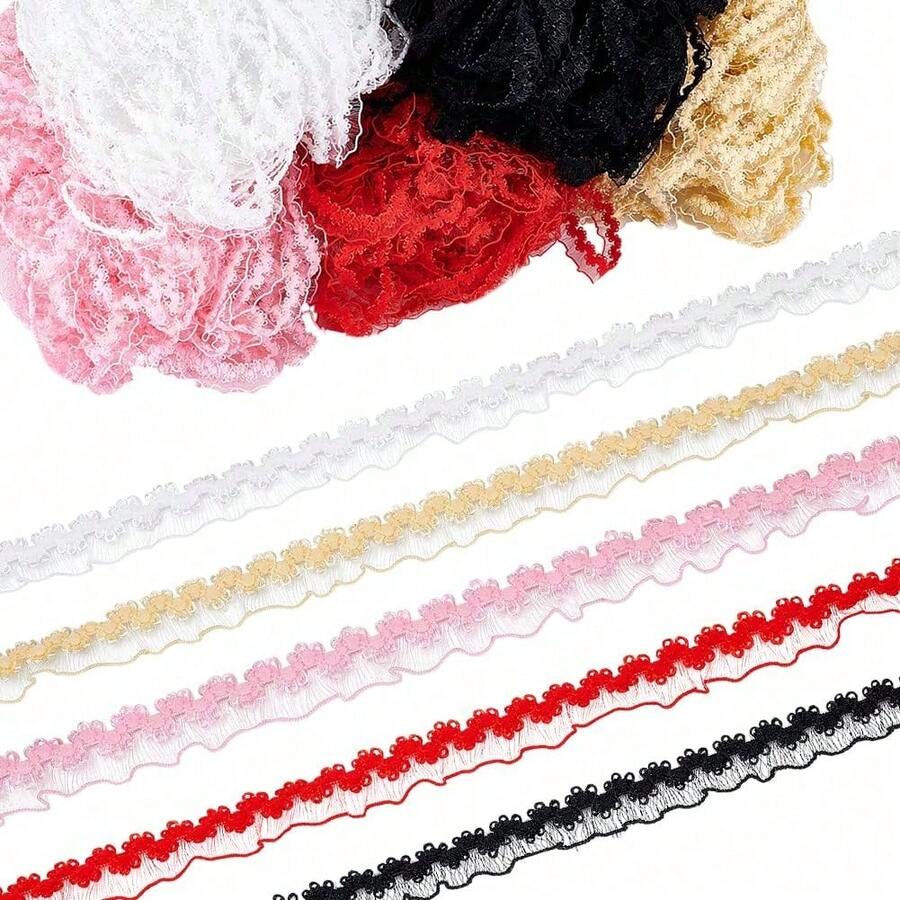 10m 1.5cm Wavy Elastic Lace Trim, Suitable For DIY Clothing, Socks, Gloves, Doll Clothes, Skirts, Lingerie - Multicolor - View 1