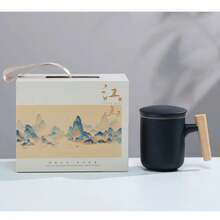 2026 New 1 Set Ceramic Mug With Lid, Tea Infuser & Separation, Home/Office Couple Tea/Coffee Cup Gift Box, Party/Birthday/Memorial Gift - Multicolor - View 11