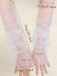 1 Pair Customized Wedding Bride Gloves, Personalized With Bride's Name And Date, Women's Long Mesh Gloves, Elegant Handmade Bridal Accessory, Suitable For Engagement, Anniversary, Gala, Ball, Wedding Ceremony, Opera, Masquerade, Birthday, New Year, Christmas And Other Occasions - Multicolor - View 8