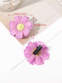 5pcs Realistic Flower Hair Clips, Suitable For Daily Hairstyle Decoration - Mauve Purple - View 4