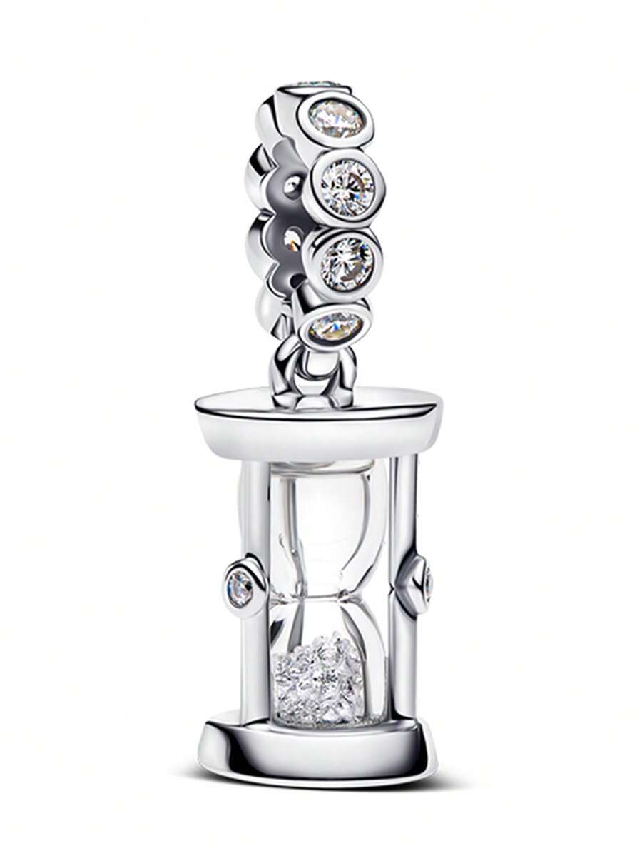 1pc Fashionable Exquisite Silver Bead Pendant, Versatile DIY Bracelet Necklace Gift - Silver - View 1