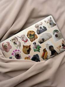 50张可爱狗狗表情贴纸，PVC材质，礼品，卡通装饰，剪贴簿，笔记本，笔记本电脑，行李箱，吉他，杯子，手机壳，DIY贴纸 - 彩色 - 查看 8