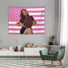 1PC Singer Laufey Printed American Flag Decorative Tapestry, Suitable For Dormitories, Bedrooms, Parties, Festivals - Easy To Hang Holiday Decorations, Ideal Gift For Fans, Perfect Valentine's Day Gift - 1PC - 查看 4