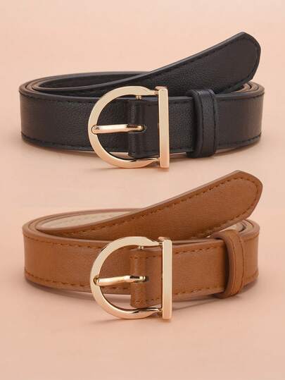 女士时尚纤细腰带两件套，PU材质 - 简约休闲优雅纯色腰带，完美搭配牛仔裤和连衣裙，是休闲外出、婚礼、约会、办公、日常休闲、晚礼服配饰的理想之选。