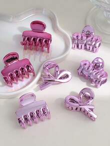 2pcs Women's Fashion Glossy Mini Hair Clips, Suitable For Daily Wear - Multicolor - View 2