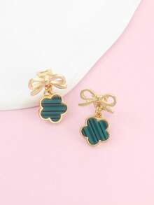 可爱甜美的蝴蝶四叶草系列，流行时尚耳环 - 彩色 - 查看 4