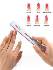 10支/15支/25支装矩形专业指甲锉，包含80/80目、100/180目指甲锉 - 灰色 - 查看 3