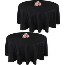 90 Inch Round Black Table Cloths 2 Packs Stain And Wrinkle Resistant Washable Polyester Table Cloth For Party Wedding Banquet Dining Buffet  Dfe - Blackround - View 7