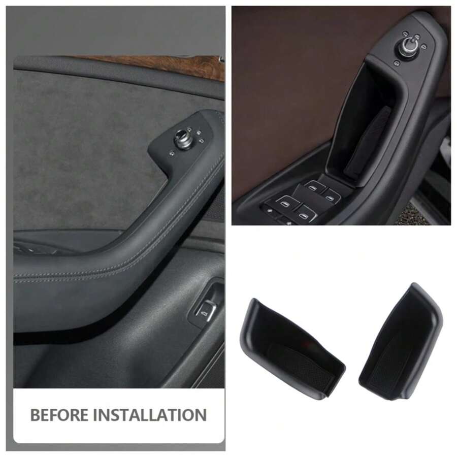 Caja de almacenamiento para puerta delantera de coche, 2 uds., para A6L A6 2012 2013 2014 2015 2016 2017 2018, contenedor de puerta interior ABS, funda, soporte Acc HWNV - A - Ver 1