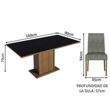 Juego Comedor Mesa Tapa Madera y 4 Sillas Keila Madesa Color Marrón/Negro/Plata - Marrón y Gris - Ver 3
