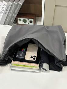 1pc Men's Lightweight Fashion Messenger Bag, Casual Men's Shoulder Bag Crossbody Bag, Large Capacity Relaxed Style College Style Japanese Sports Unisex Courier Bag - Grey - View 8