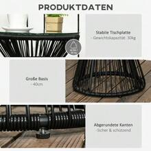 Round Garden Table In The Shape Of A Hollow Drum, Bistro Table With Glass Top, Black Coffee Table For Garden And Balcony - Black - View 7