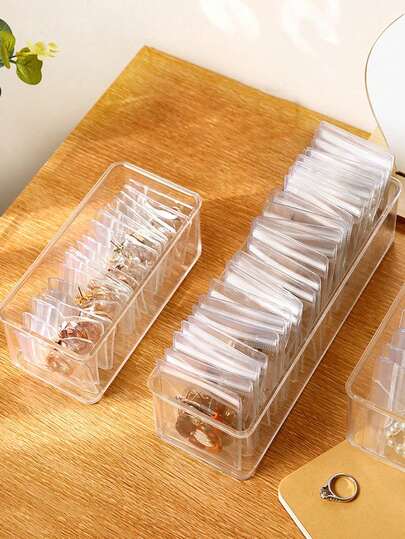 10/30/50 piezas Bolsas de almacenamiento de joyas transparentes para aretes, anillos, collares