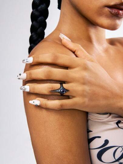 1pc Fashion Punk Rock Scorpion Spiked Crystal Adjustable Open Ring, Multi-Color Jewelry Accessory Suitable For Men & Women