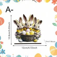 1/3 buc Suport pentru șervețele din lemn cu iepuraș de Paște, cutie de șervețele de birou cu iepure și ouă 3D, potrivită pentru bucătărie, masă, decor de primăvară pentru casă - Multicolor - Vizualizare 14