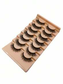 7 Pairs "Fashionable Natural" False Eyelashes: Handmade 3D Curled For Lengthening Effect, Easy To Wear, Long-Lasting - Black - View 6