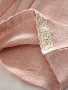 bearleader 3-7 Years Girls Summer 2pcs Outfit, Solid Color Lace Sleeveless Top Paired With Pink Pants, Casual Set - 粉色 - 查看 9